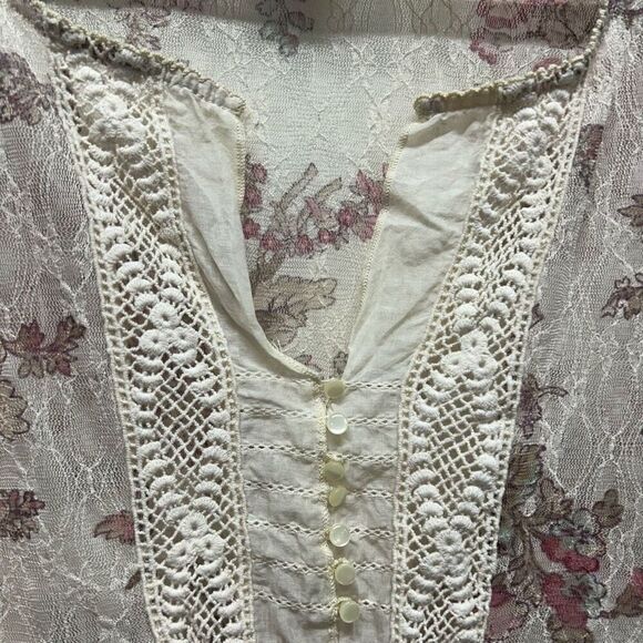 Denim & Supply Ralph Lauren Romantic Floral Mesh Cottagecore Sheer Top Size M - Picture 4 of 14